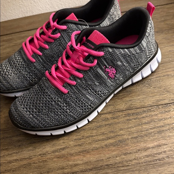 NIB [U.S. Polo Assn.] Iris Black/Grey/Fuchsia Athletic Comfort Sneakers Women’s - Picture 5 of 10